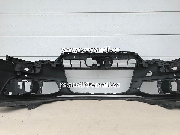 4G0 807 437C Nárazník přední A6 4G C7 S-Line 2012 2014 - s otvory na ostřikovače světlometů  + otvory pro parkovací čídla 4 X   PDC černá barva  - 2