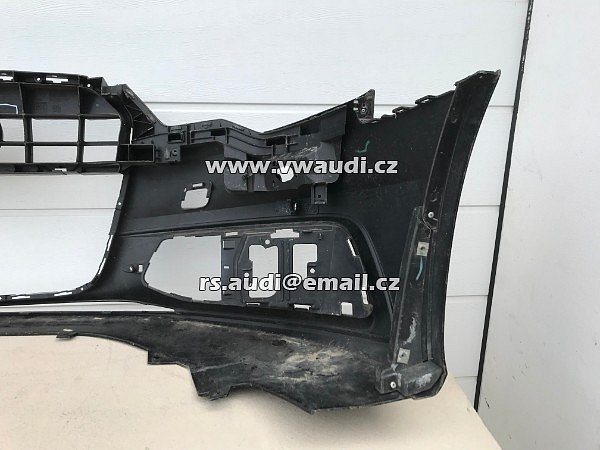 4G0 807 437C Nárazník přední A6 4G C7 S-Line 2012 2014 - s otvory na ostřikovače světlometů  + otvory pro parkovací čídla 4 X   PDC černá barva  - 12