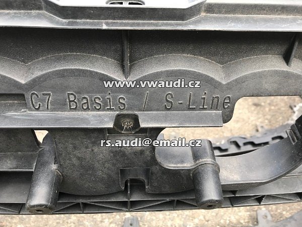 4G0 807 437C Nárazník přední A6 4G C7 S-Line 2012 2014 - s otvory na ostřikovače světlometů  + otvory pro parkovací čídla 4 X   PDC černá barva  - 3