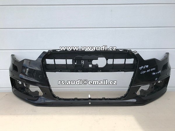 AUDI 4G0 807 437C  Nárazník přední A6 4G C7 S-Line 2012 2014 - s otvory na ostřikovače světlometů  + otvory pro parkovací čídla 4 X   PDC černá barva  - 23