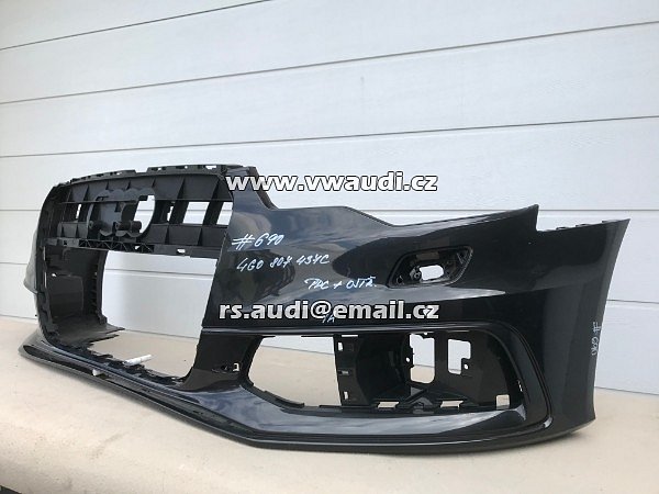 AUDI 4G0 807 437C  Nárazník přední A6 4G C7 S-Line 2012 2014 - s otvory na ostřikovače světlometů  + otvory pro parkovací čídla 4 X   PDC černá barva  - 21