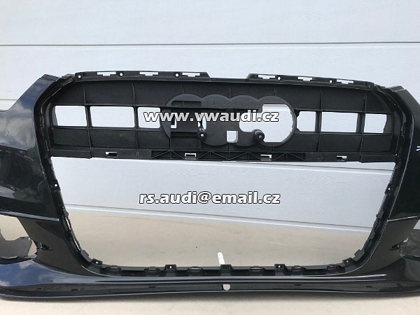AUDI 4G0 807 437C  Nárazník přední A6 4G C7 S-Line 2012 2014 - s otvory na ostřikovače světlometů  + otvory pro parkovací čídla 4 X   PDC černá barva  - 18