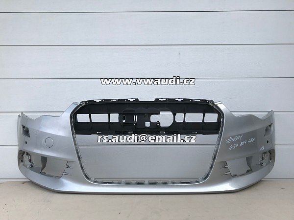  4G0 807 437  Nárazník přední A6 4G C7 S-Line 2012 2014 - s otvory na ostřikovače světlometů  + otvory pro parkovací čídla 4 X PDC  barva Stříbrná   - 13