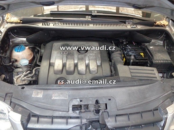 VW TOURAN 1T - 1,9 TDI motor AUQ 74 kW 101 PS převodovka FYG barva stříbrná metalíza LA7W Reflex Silver - veškeré náhradní díly . najeto 165 tis km . - 4