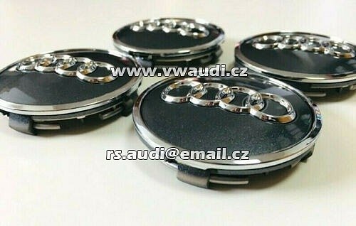 8W0 601 170  kryty nábojů krytů nábojů AUDI 60mm 8WO601170 JG3  Pokličky krytky víčka  emblémy  středy zátky do středů kol hliníkových disků - 2