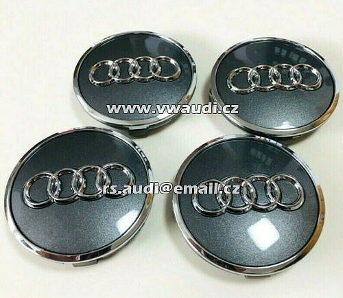 8W0 601 170  kryty nábojů krytů nábojů AUDI 60mm 8WO601170 JG3  Pokličky krytky víčka  emblémy  středy zátky do středů kol hliníkových disků - 3