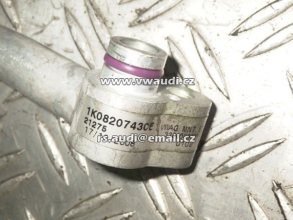 1K0 820 743CE    A3 8P 3.2L . MK5  R32 3.2L    2006 2007 2008 2009 Eos (1F) 3.6 V6 FSI 191 kW 260 PS     Hadice klimatizace trubka vede - 7