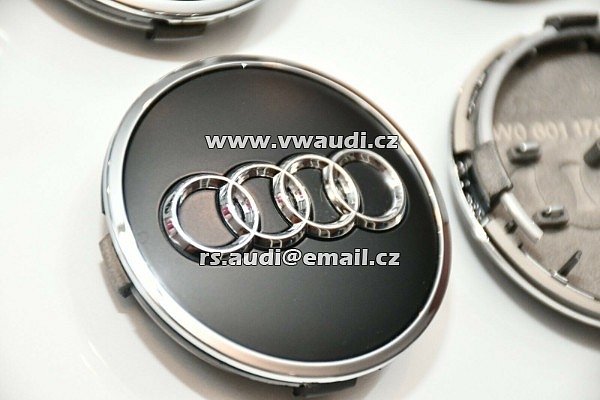 8W0 601 170B LT7 A4 A5 8W A6 4K A7 4GA A8 4N kryty nábojů krytů nábojů AUDI 60mm 8WO601170B LT7  Pokličky krytky víčka  emblémy  středy zátky do středů kol hliníkových disků - 2