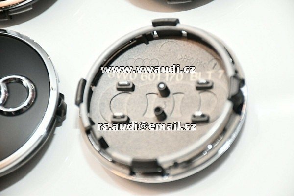 8W0 601 170B LT7 A4 A5 8W A6 4K A7 4GA A8 4N kryty nábojů krytů nábojů AUDI 60mm 8WO601170B LT7  Pokličky krytky víčka  emblémy  středy zátky do středů kol hliníkových disků - 3