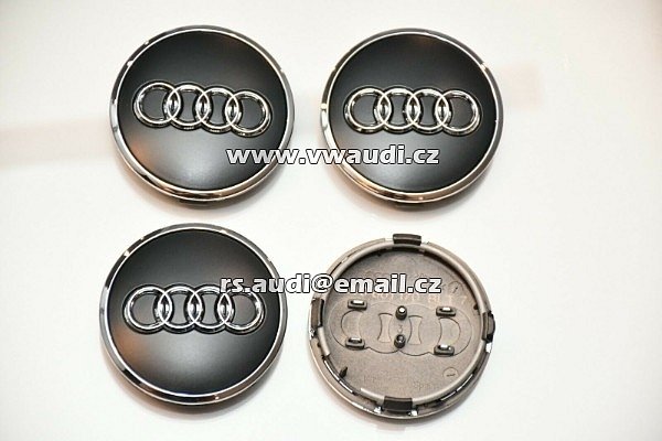 8W0 601 170B LT7 A4 A5 8W A6 4K A7 4GA A8 4N kryty nábojů krytů nábojů AUDI 60mm 8WO601170B LT7  Pokličky krytky víčka  emblémy  středy zátky do středů kol hliníkových disků - 6