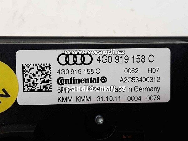 4G0 919 158C Řídicí jednotka klimatizace AUDI A7  Sportback  A6 4G (4GA, 4GF) 2012 2013 2014   Ovládání topení a klimatizace +  vyhřívané sedačky   - 2