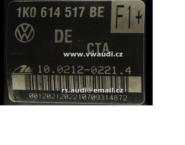  1K0 614 517 BE  A3 , EOS, RABBIT GOLF  08-12 Golf Rabbit Jetta R32 Eos ABS  ABS/ESP Hydraulický blok ABS ECU řídící jednotka Abs  - 2