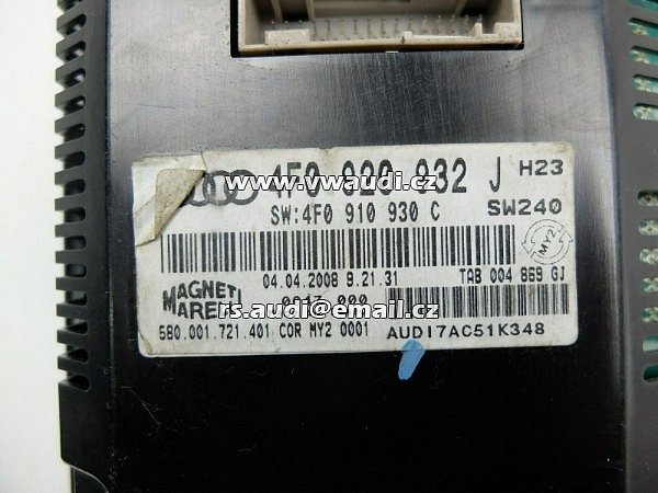 Panel rychloměru Audi A6 C6 4F 3,0 2,7TDI  . Tachometr palubní počítač - 3