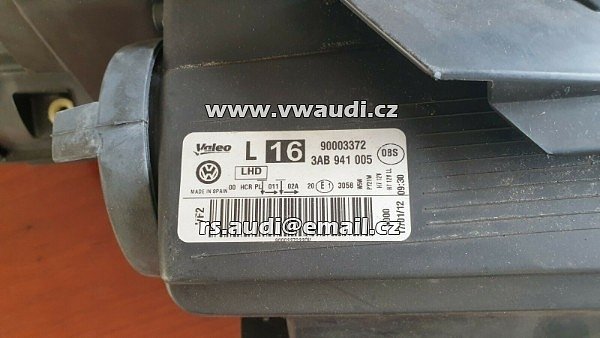 3AB 941 005 SVĚTLOMET SVĚTLOMET H7 / H7 vlevo pro VW PASSAT B7 3AA  (36) 08 / 2010- 2012 Levá lampa svítilna přední  PASSAT B7 R LINE R36 4MOTION - 2