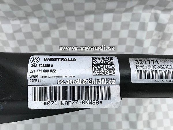 3AA 803 880 E  Passat 3C B7 3AA 3AF - Elektrické tažné zařízení originál výklopné výkyvné originál / koule hák tažný / Tažná Zařízení Westfalia - 9