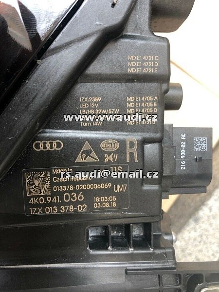 4K0 941 036 Přední světlomet LED matrix pro AUDI A6 C8 2019 2020 4KO941036 - 2