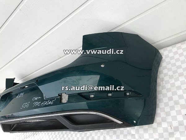 Zadní nárazník 5G6 807 421BK  VW Golf 7 VII 5G Facelift 2016 2017  chrom lišta spoiler       + PDC otvory OTVOR fifuzor tažné 5G6 807 568 R barva Zelená metal    - 27