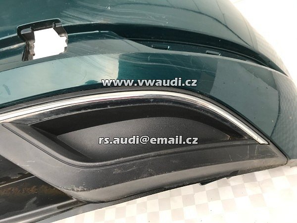 Zadní nárazník 5G6 807 421BK  VW Golf 7 VII 5G Facelift 2016 2017  chrom lišta spoiler       + PDC otvory OTVOR fifuzor tažné 5G6 807 568 R barva Zelená metal    - 6