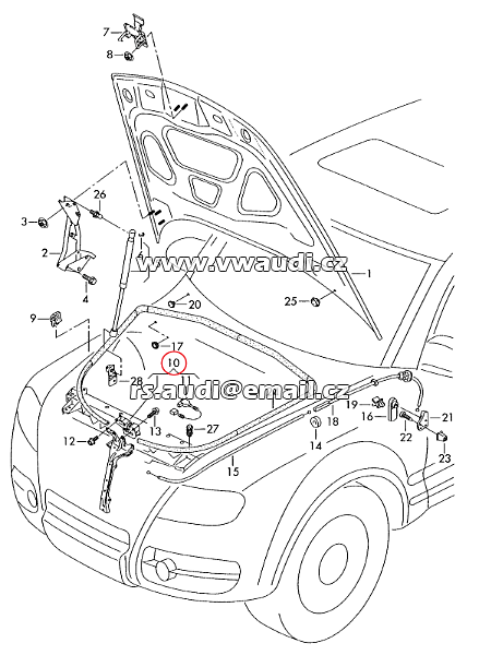 7LO823509C Kapota zámek kapoty víka motoru  VOLKSWAGEN Touareg (7la) Tdi R5 - 3