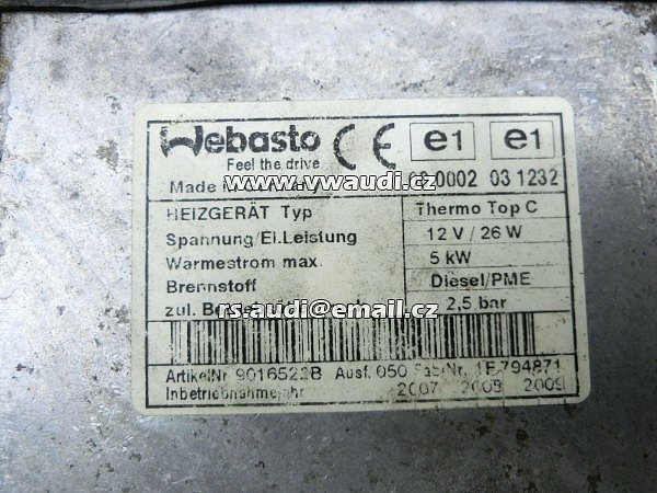  4L0 815 071 D Nezávislé naftové nezávislé topení Audi Q7 4L Webasto Thermo 4LO815071D / 4LO910105  - 4