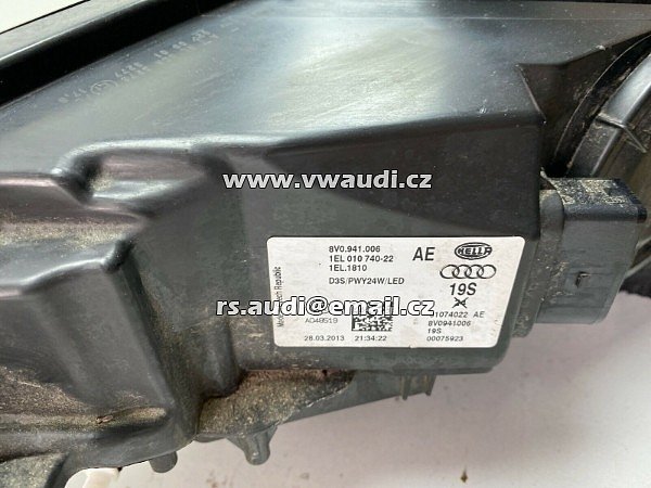  Audi A3 8V xenonové přední světlo pravé 8VO941006 .  8VO 941 006 AE - 4