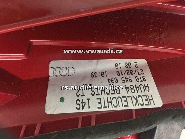 8T0 945 094  2010 Audi A5 8TO945094 Zadní světlo Audi A5 zadní světlo uvnitř víko kufru - 2