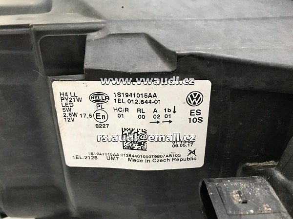 1S1 941 015 AA UP   1S1 941 015   světlomet levý přední řidič  1EL 012 644-011 pro VW UP levá FF Halogen H4 PY21W 121 HELLA lampa světlo svítilna přední  - 14