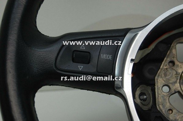   Audi A8 4E multifunkční kožený volant černá kůže  chrom rámeček  - 4