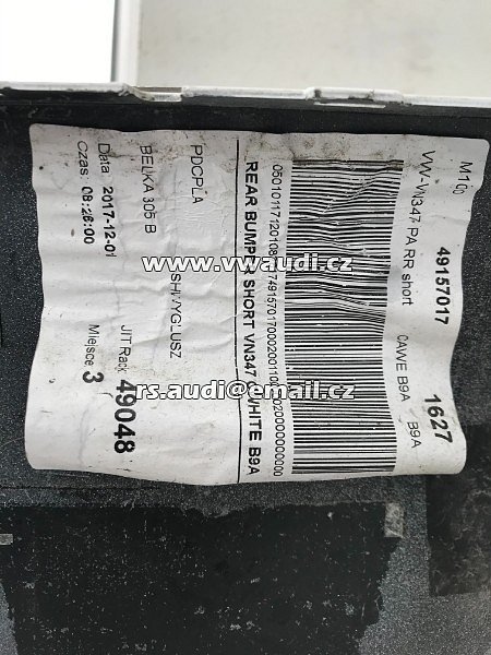  2K5 807 363 VW Caddy III 2K 2K5 2015-17 zadní nárazník 2K5807363 originál  na PDC parksystém  - 12