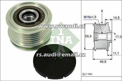  535 0012 10 alternátor volnoběžka volnoběžka alternátor Audi Seat Skoda VW Golf řemenice generátoru - 2