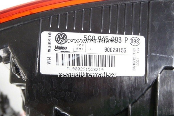 5G0 945 093 P   Zadní světlo VW Golf 7, VII  5G0 2014  zadní světlo lampa svítilna 5 + 3 .dveřová karoserie světlo  levé uvnitř víko kufru páté dveře  - 8