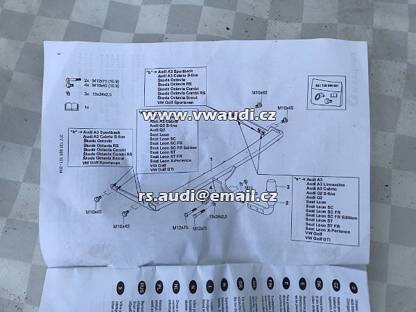 305 401 Tažné Zařízení Audi A3 Golf 6 2012  Octavia  2013  - 9