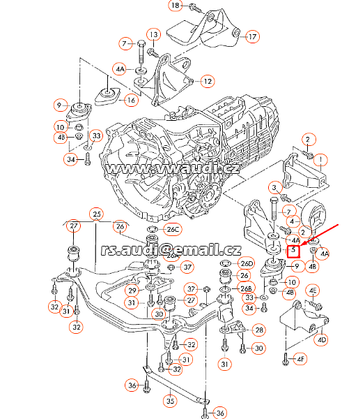 8D0 399 107 S  AUDI A6 C5 Podpěra levé převodovky 8DO399107S  originál držák převodovky  - 4
