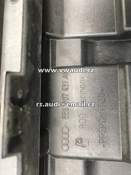 8E0 807 437 AH  Audi A4 B7 2006 2007 2008 Nárazník přední s otvory na ostřikovače světlometů + otvory pro parkovací čídla 4 X - 5