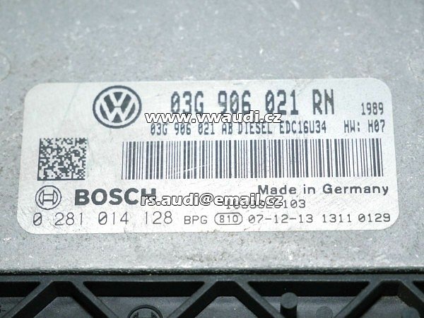 03G 906 021 RN Řídící jednotka motoru ECU VW TOURAN GOLF V O3G906021RN 0281014128 EDC16U34 - 2