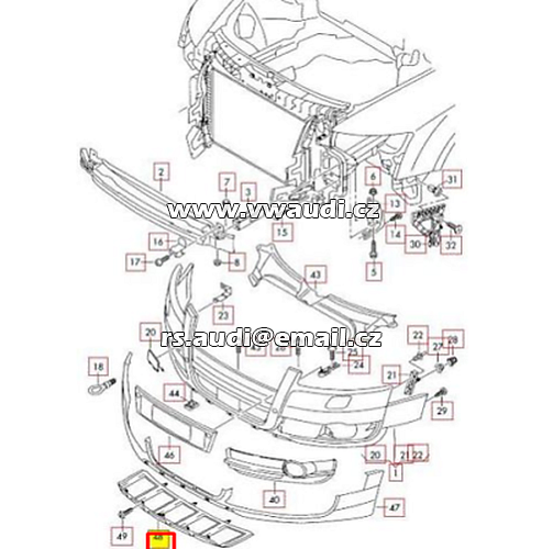  4F0 807 733 ochrana proti  nárazu z  nerezové oceli vpředu AUDI A6-4F ALLROAD 2006 2010 - 2