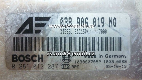 038 906 019 NQ  Bosch  0 281 012 287  EDC15P+   - 2