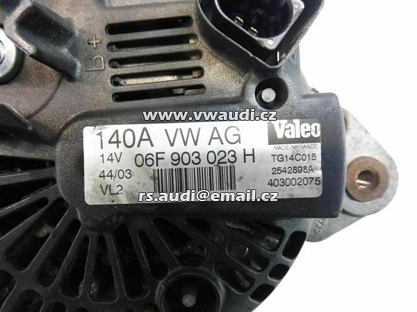 Alternátor 140A 06F903023H AUDI A4 AVANT (8E5, B6) 1.9 TD 2,0  TDI  BRT  alternátor generátor  - 5