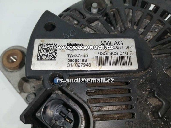 Alternátor Generátor  03G903016F PRO AUDI Q5 (8R) / TG15C149 / 150A Valeo VALEO  - 2
