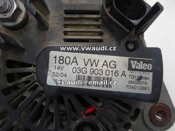 03G 903 016 A Alternátor z vozidla Audi A6 C6 2.0 TDI generator alternátor 180A 14V  - 3
