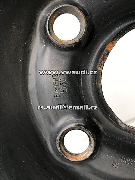  ocelový ráfek 16 - 6 x 16 ET 50 plechový disk plecháč : VW Audi Skoda Seat - 3