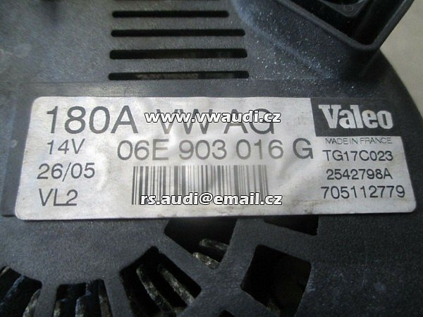 06E903016G 06E903016KX  ALTERNÁTOR VW Audi A6 180A TG17C023 TG17C044 2,4 2,8 3,0 3,2 FSI - 5