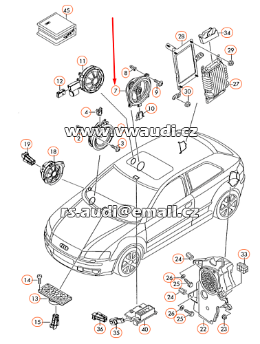 8H0 035 411 D  reproduktor Audi A3 8P, zadní  - 3