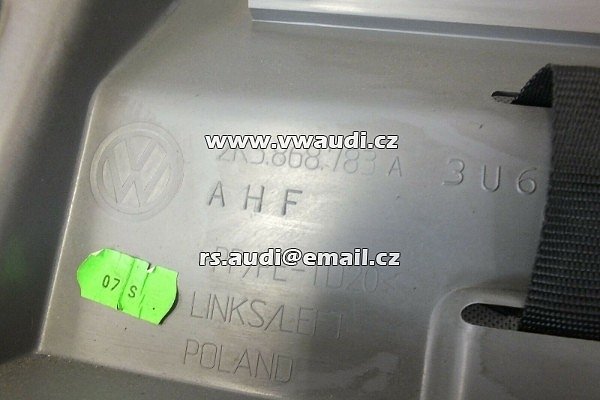 VW Caddy 2K 03-10 Kryt zavazadlového prostoru levá výztuž Maxi obložení šedá  2K3 868 783 A 3U6  tapecírunk  - 2