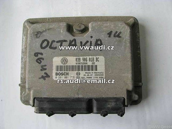 038 906 018 BC BOSCH  0281001755  Řídicí jednotka motoru Škoda Octavia 1.9 Tdi Řídicí jednotka ECU  - 2