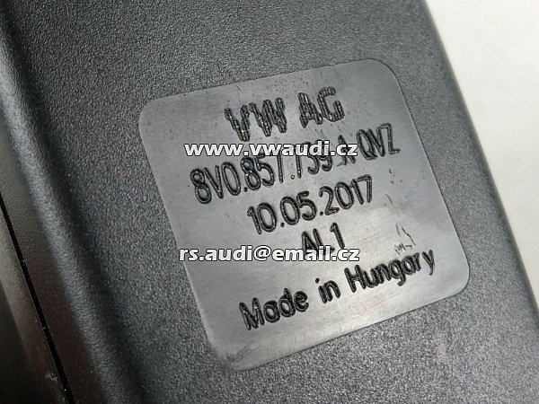 8V0 857 739 A Audi A3 S3 RS3 8V Golf 7 Octavia 5E přezka dvojitého bezpečnostního pásu - 4