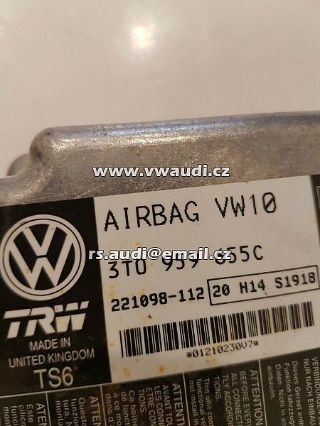 3T0 959 655 C  Škoda Super 2008-2013 SRS ecu jednotka airbag náraz čidlo  - 2