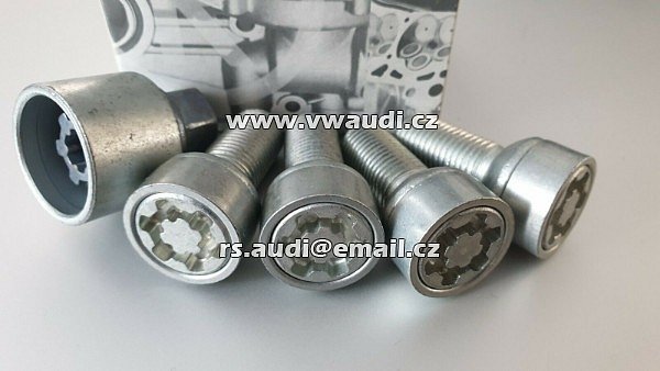 WHT 003319A Originální Škoda Seat VW Audi sada zámků ráfku / šroubů pro zamykání kol - 2