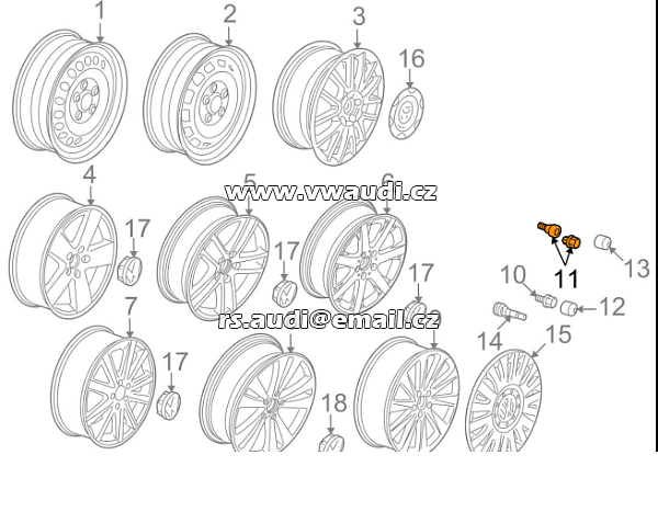  1K0 698 137 A  Originální Škoda Seat VW Audi sada zámků ráfku / šroubů pro zamykání kol - 8