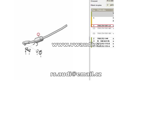 7H0 254 501 LX katalyzátor pro VW Transporter T5 1,9TDI BRS AXB BRR AXC - 2